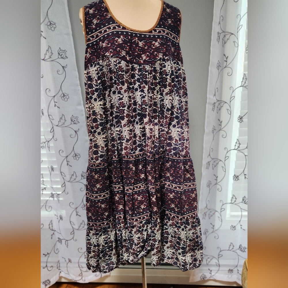 Vintage Denim Jazz Cotton 70s Tiered Boho Sundress